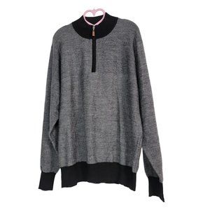 Peter Millar Sweater Men Large Gray Pull Over Quarter Zip Merino Wool Crown Soft